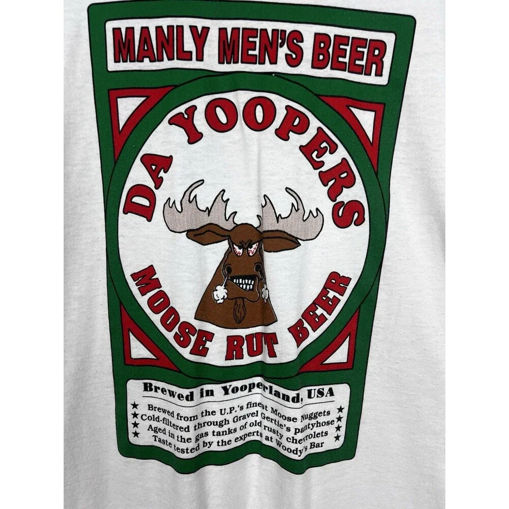 Vintage Da Yoopers Moose Rut Beer T Shirt Graphic Print Manly Mens Beer Men's XL